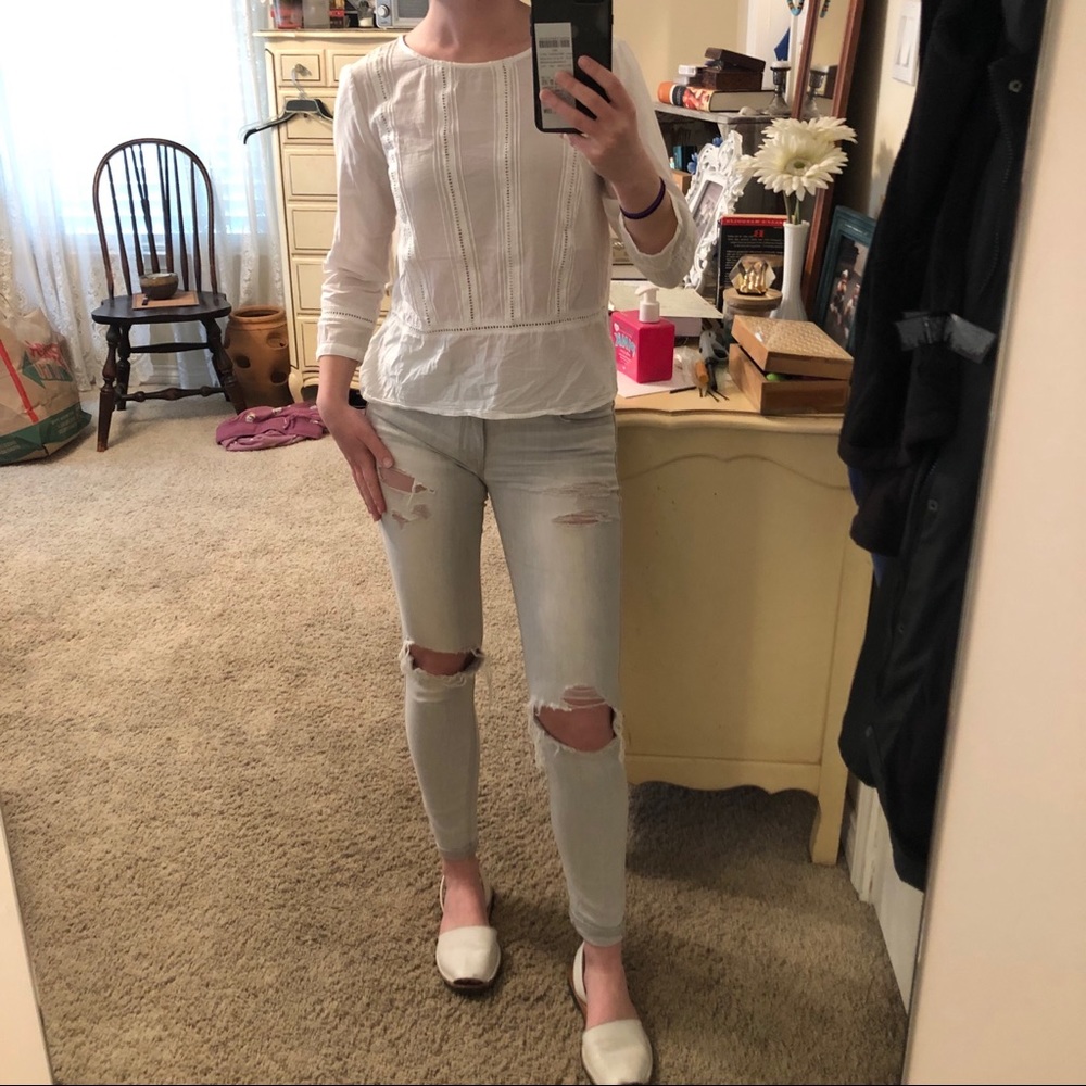 H&M linen feminine summer shirt bohemian crochet